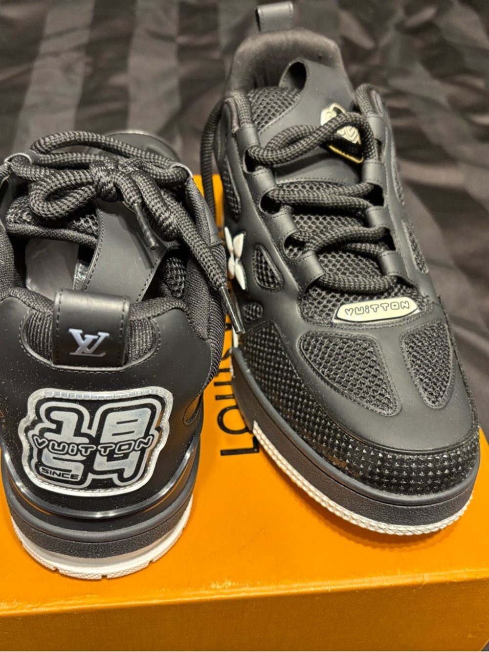 Black Mesh & Leather Low-Top Sneakers
